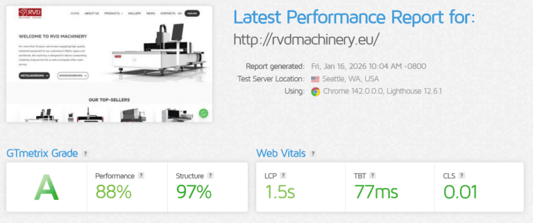 rvdmachinery.eu GTmetrix